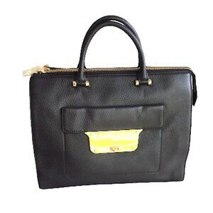 MILLY Isabella Black Pebbled Leather Convertible Satchel New